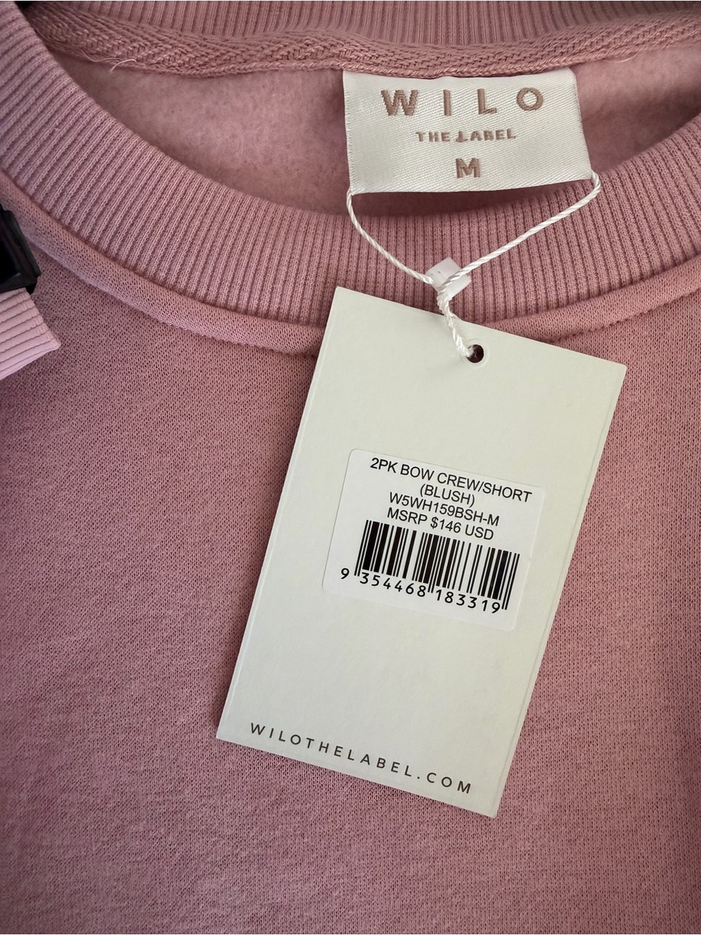 Wilo The Label Blush Women's “Probably at Pilates” Bow Sweatshirt & Spandex Set - Picture 5 of 6